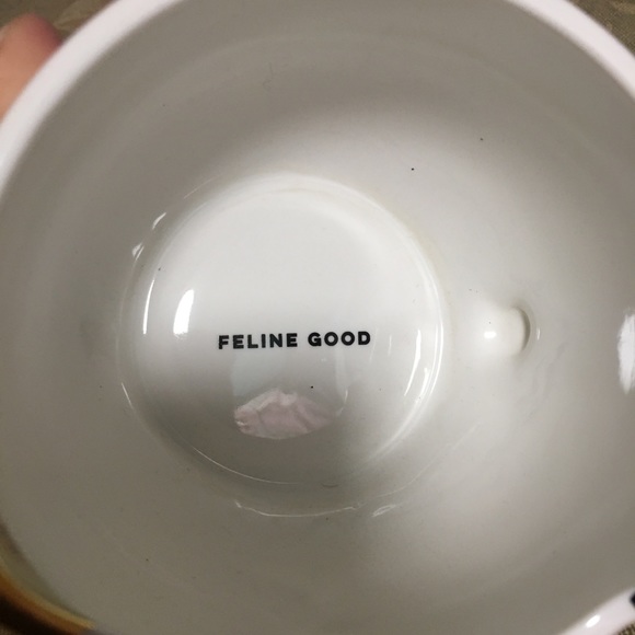 Pinky Up Chloe Kitty Cat Cup Mug Cat White gold ears & handle - Picture 2 of 8